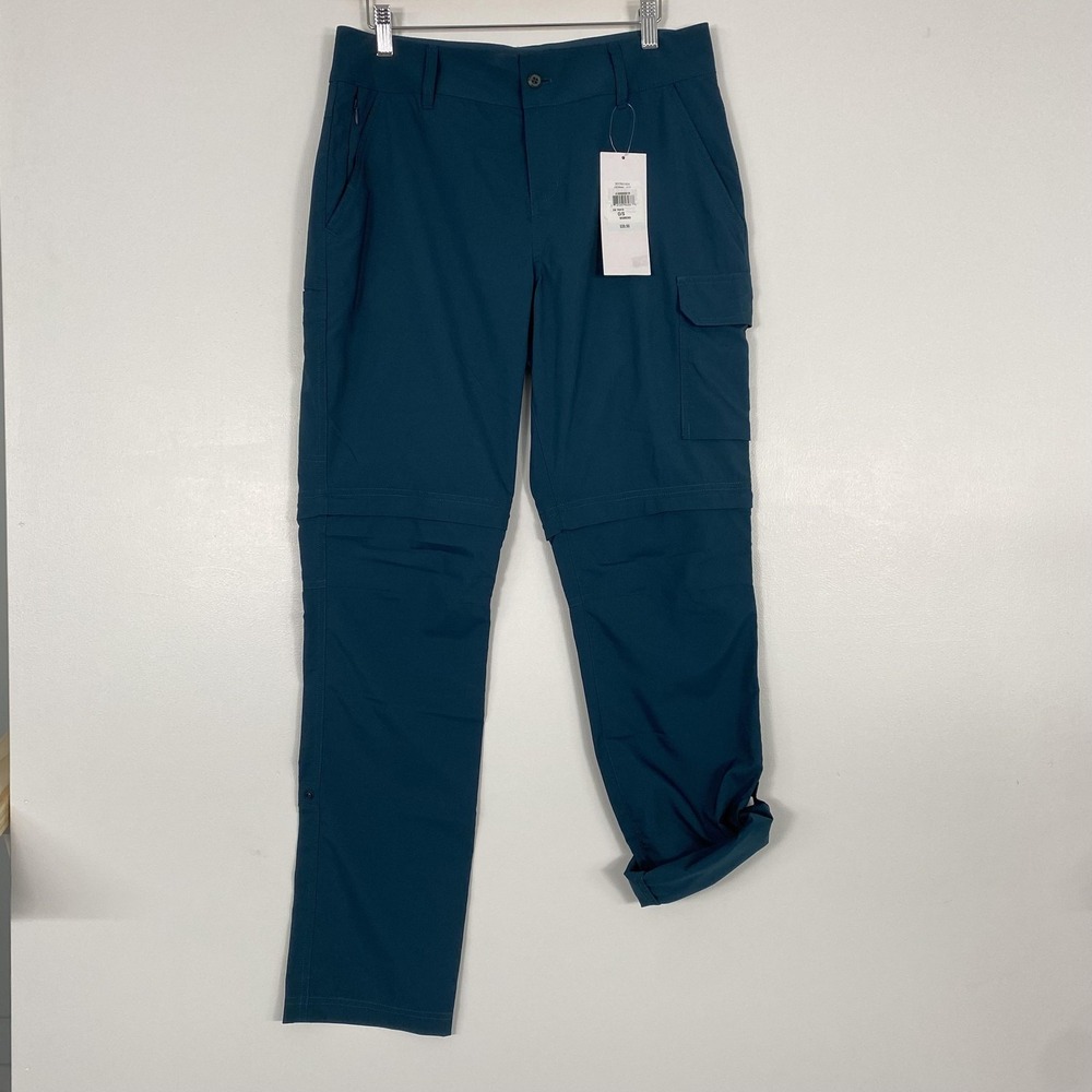 NWT Columbia Pants Womens 8 Blue Convertible Hiking Cargo UPF 40+‎ Stretch Trail